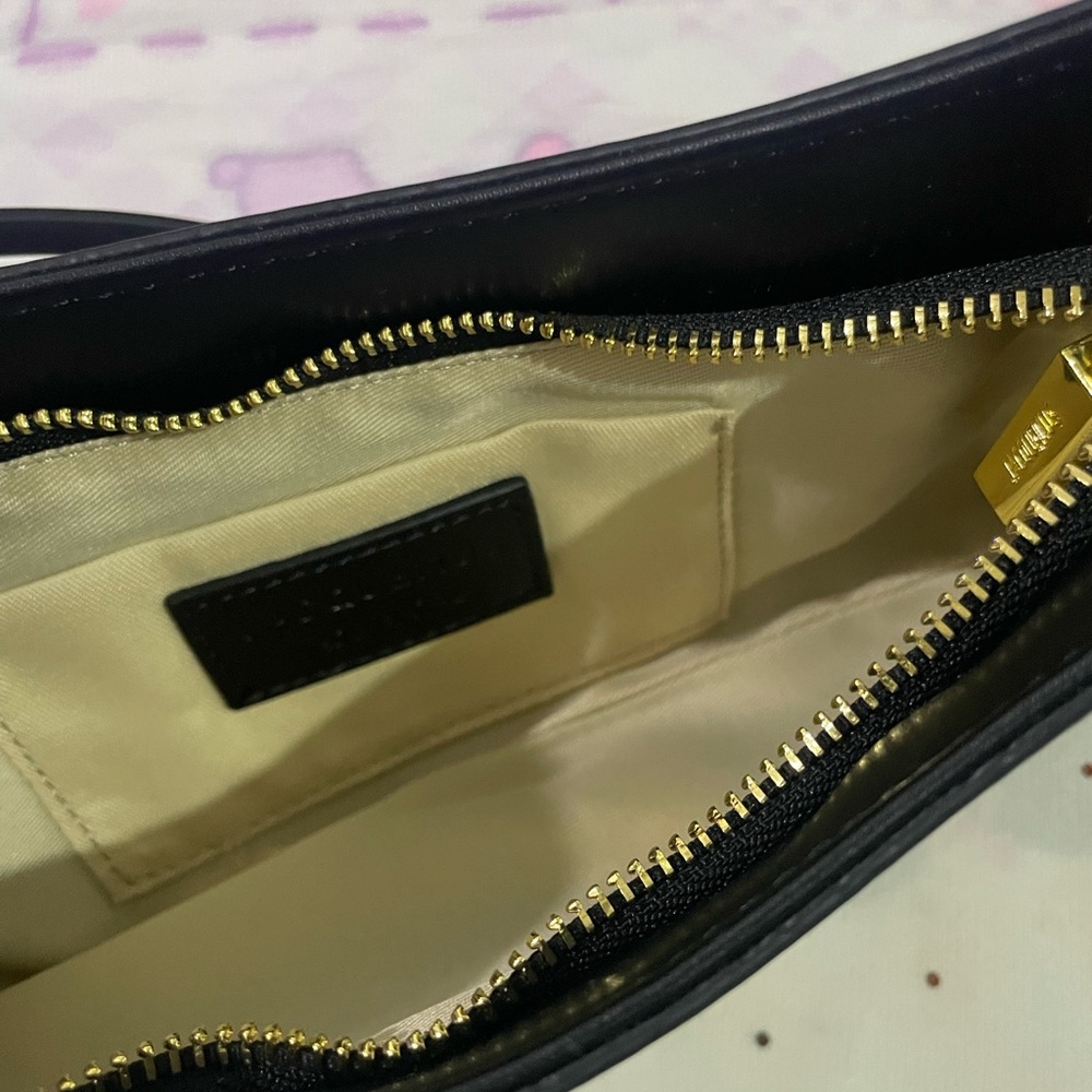 Jacquemus Black Leather Crescent Shoulder Bag with Gold Logo - Picture 9 of 9